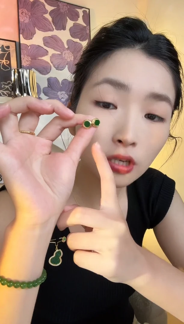 翡翠银S925镶嵌耳饰耳饰