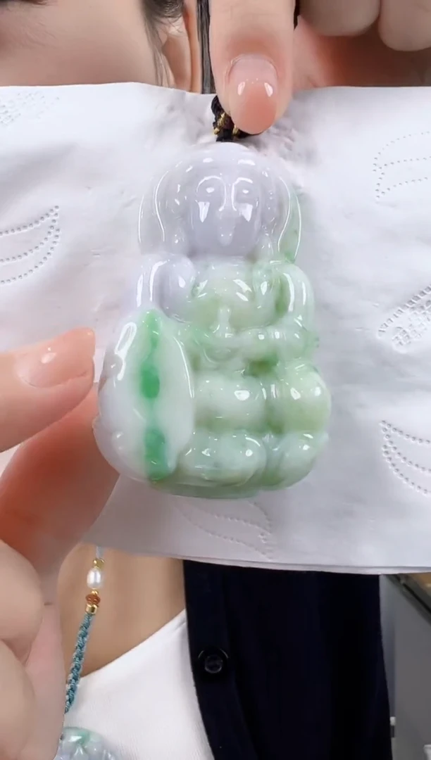 翡翠未镶嵌吊坠(不含链)孤品翡翠A货观音吊坠