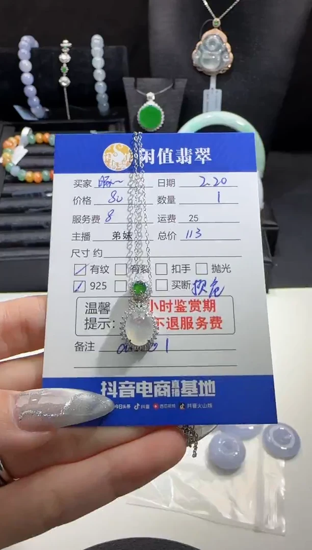 【闪购商品】翡翠项链银S925镶嵌翡翠项链