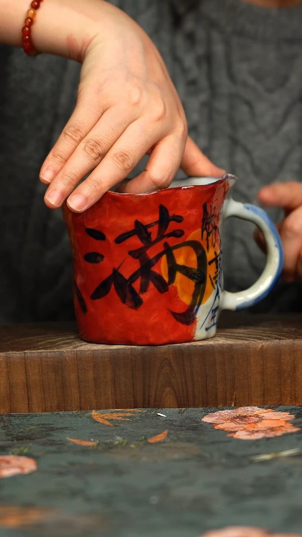 杯釉下彩手工手绘同款陶器