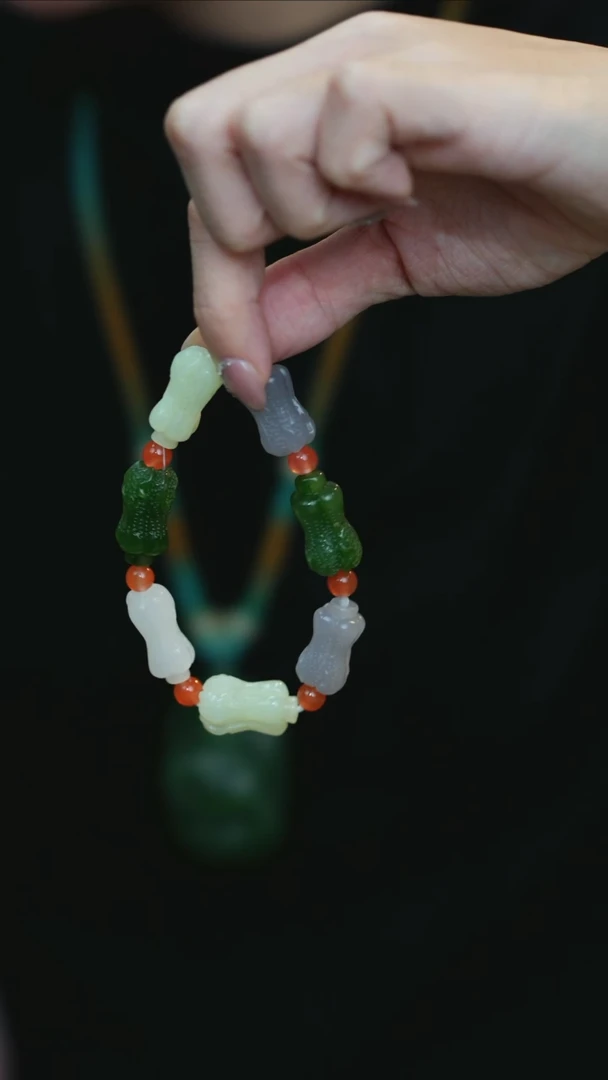 未镶嵌手串和田玉C8-35 白菜手串三