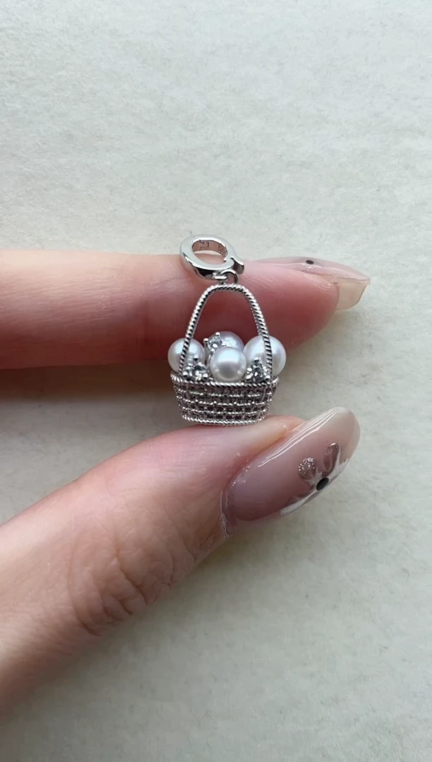 银S925镶嵌淡水珍珠吊坠5