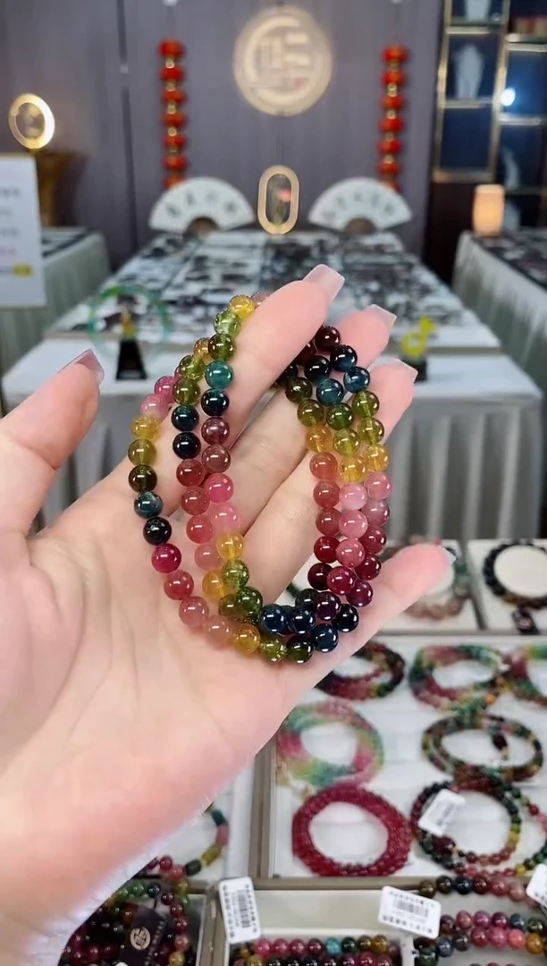 未镶嵌老矿碧玺三圈手串6mm+碧玺hon多样性发货一条