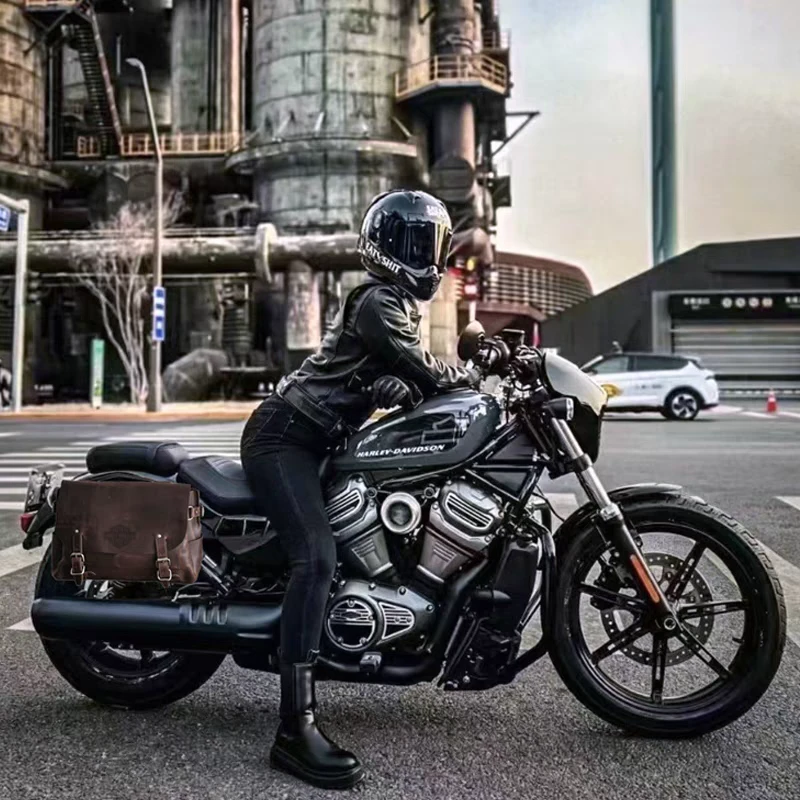 侧边包哈雷夜行者975Nightster摩托车牛皮尾包改装件侧边架复古包