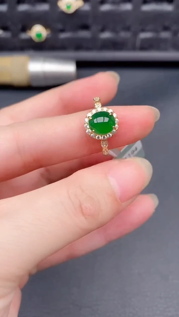 银S925镶嵌戒指翡翠天然a货翡翠213