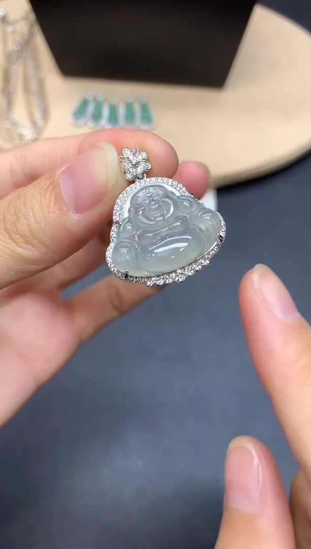 翡翠银S925镶嵌吊坠(不含链)佛公【多样性发其一】