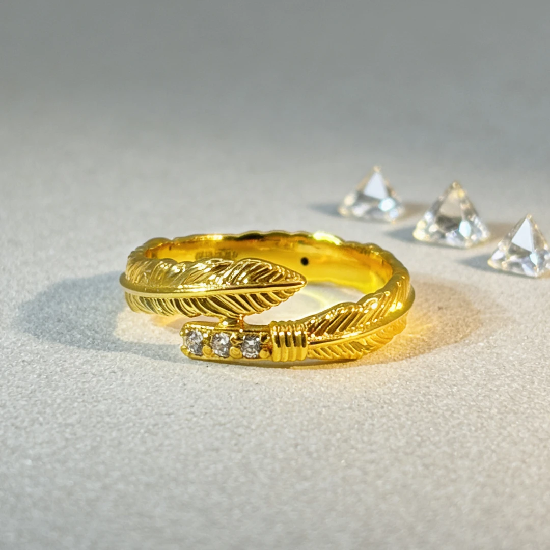 【叶子专享】足金999  羽毛戒指  6D工艺  双12大促