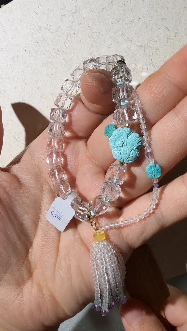 未镶嵌绿松石手链绿松石水晶手链