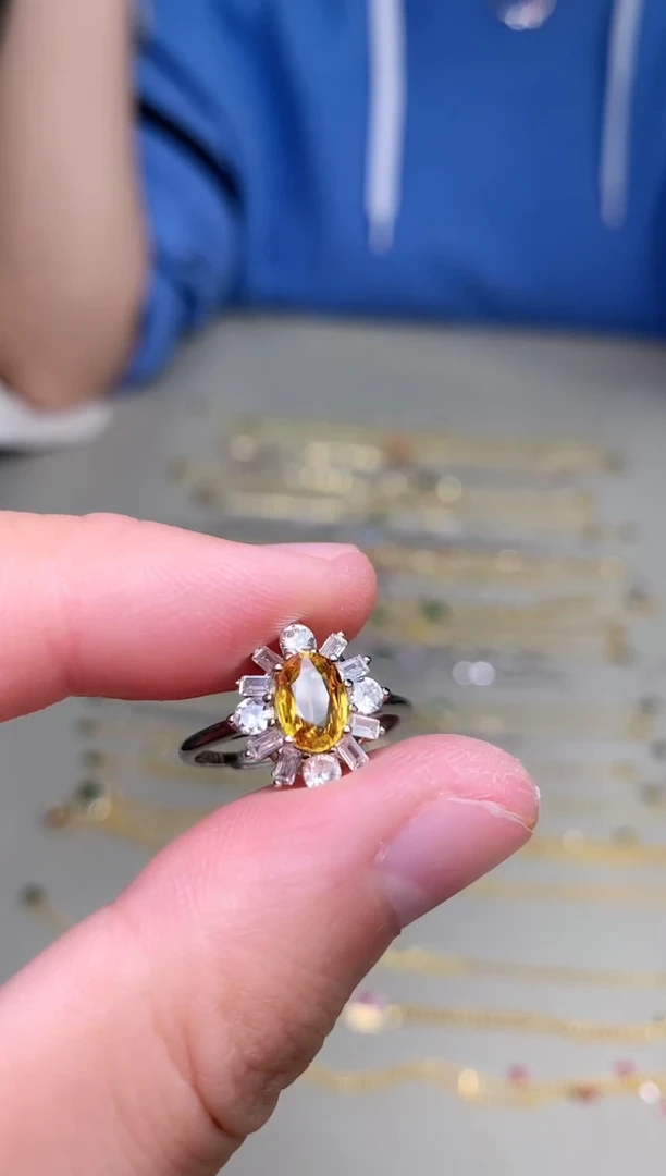 戒指蓝宝石银S925镶嵌戒指