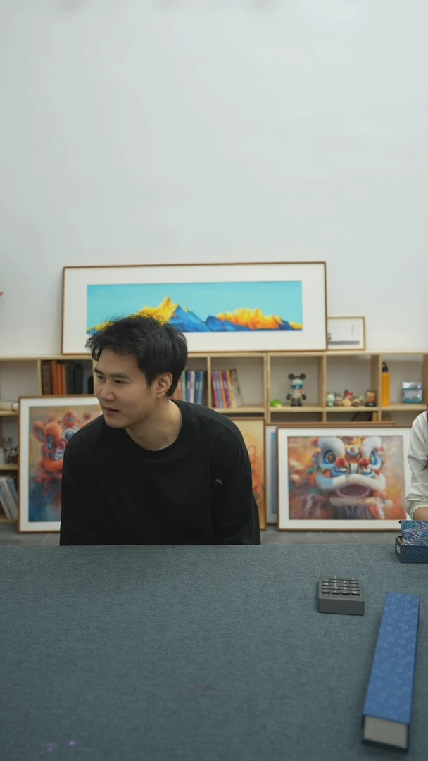 丙烯画大树老师扭转乾坤折扇