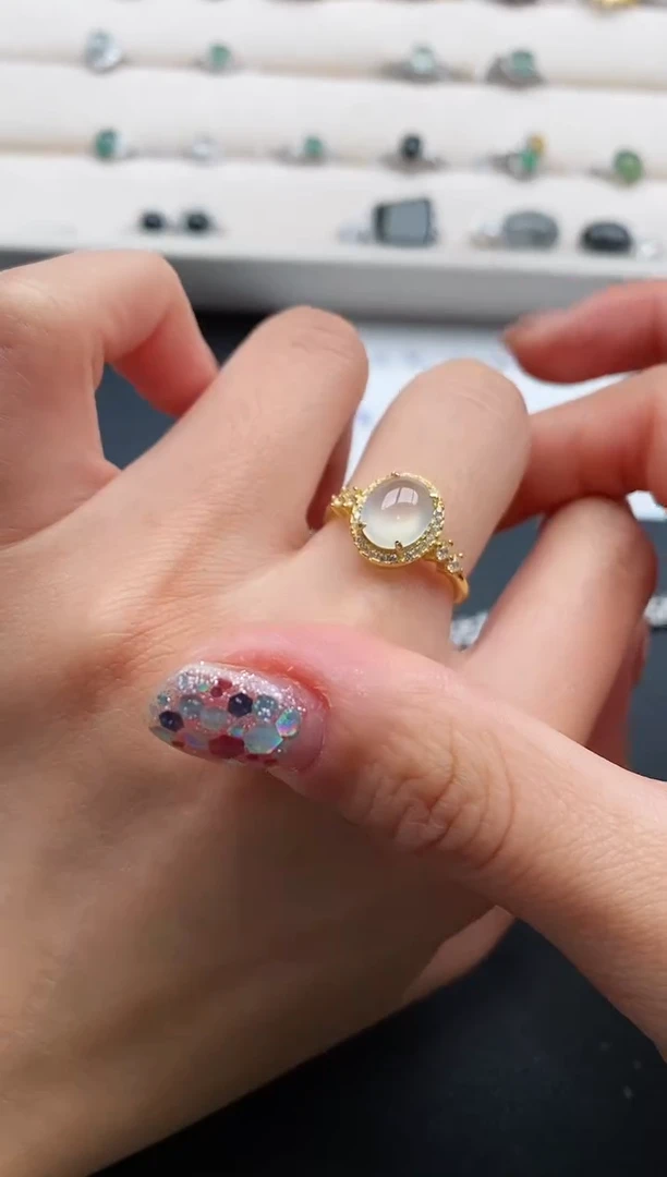 银S925镶嵌戒指翡翠7777777+2