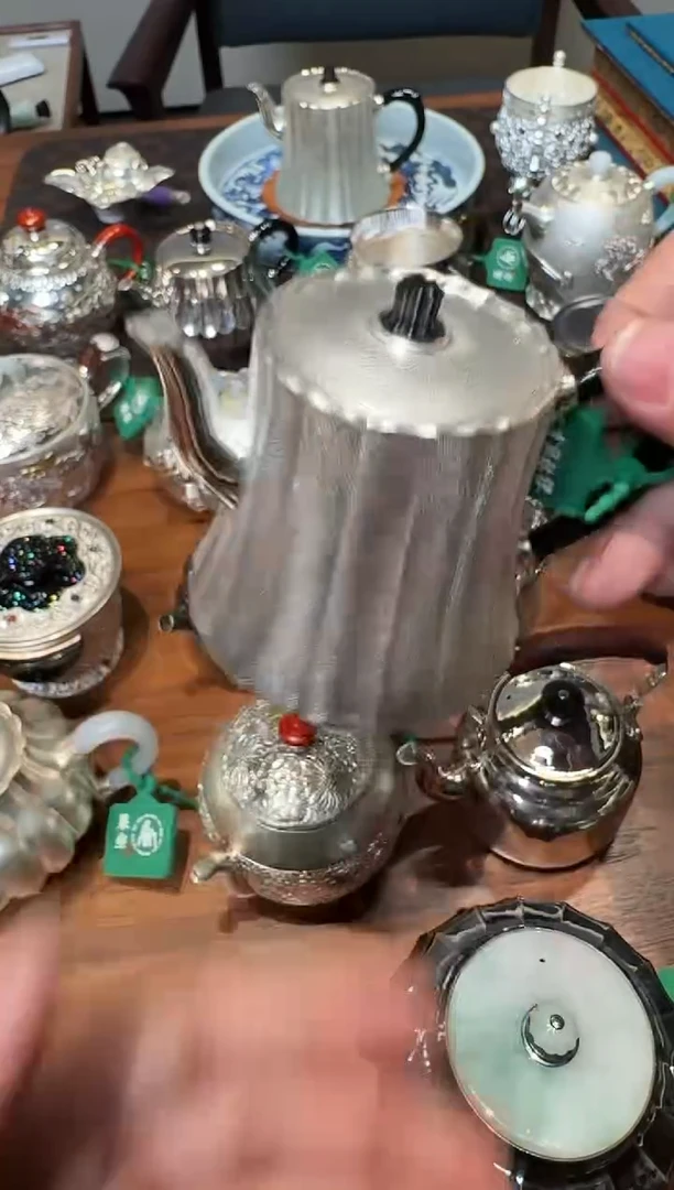 *盖**子寸发标手作雪花银权心权意壶