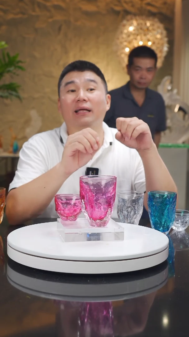 琉璃手工艺品设计款金红水杯带茶杯