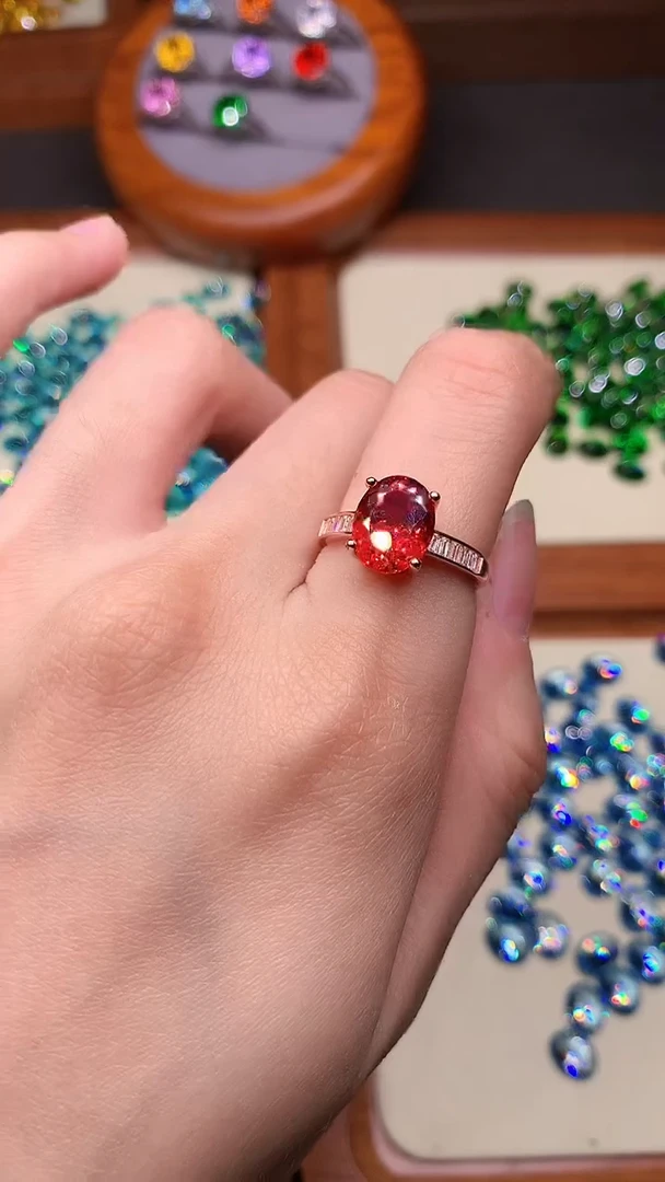 红色碧玺戒指银S925镶嵌...............