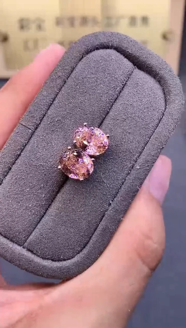 银S925镶嵌耳饰碧玺2222