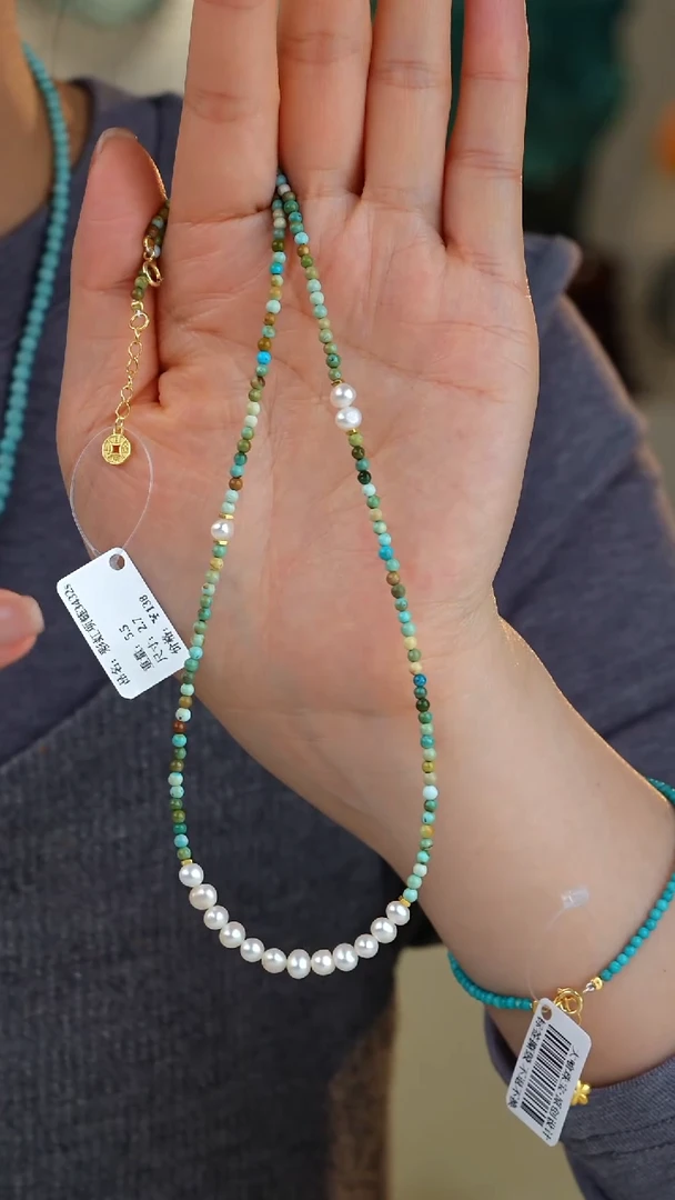 【闪购商品】绿松石项链银S925镀金镶嵌多样性发货