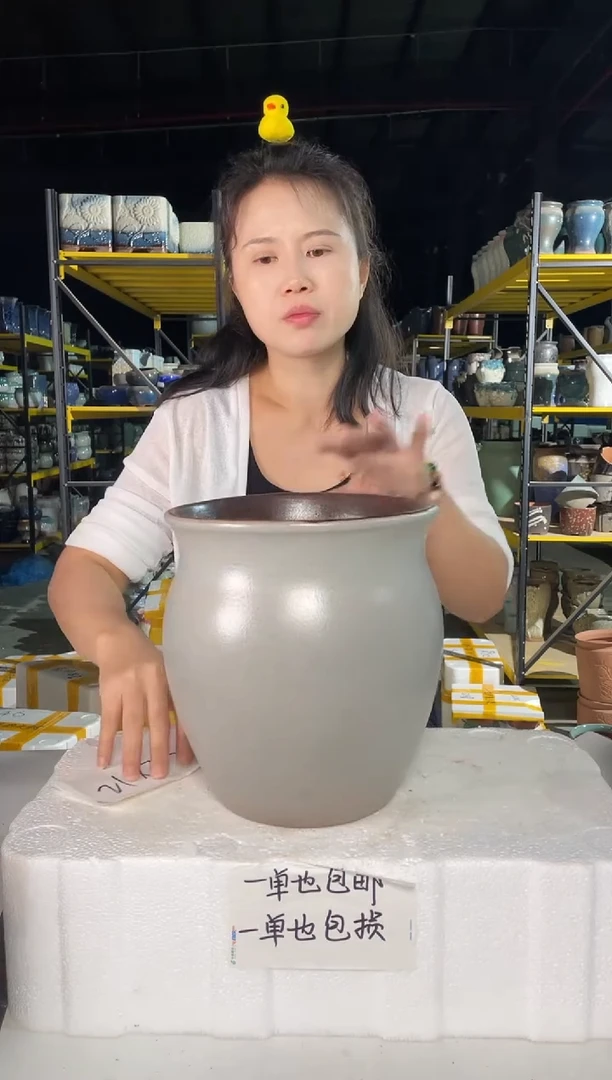 宜兴紫砂粗陶花盆盆21*23