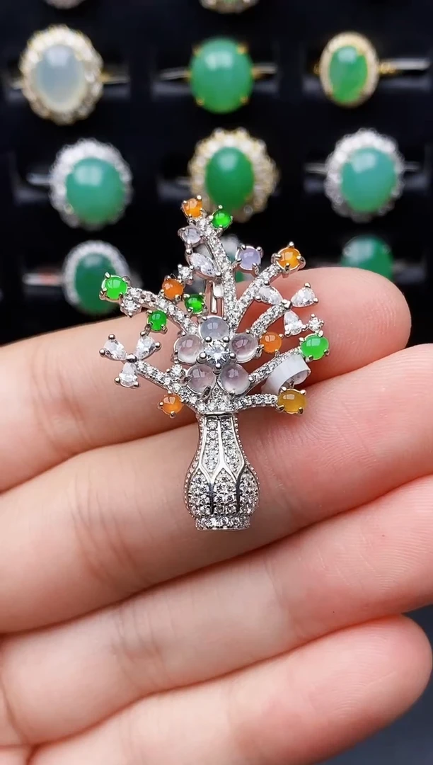 银S925镶嵌戒指翡翠6073