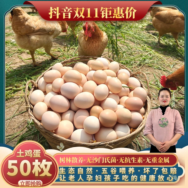 皖南九华山正宗农家散养新鲜营养鲜鸡蛋50枚土鸡蛋天然散养土生态