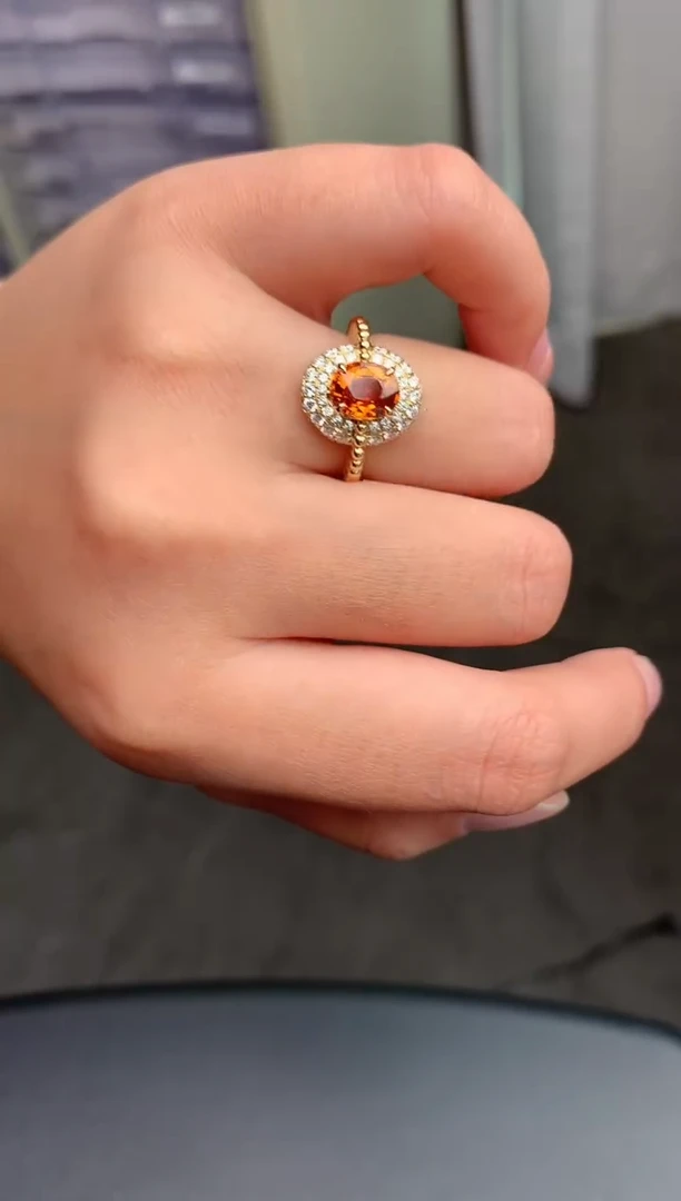 【闪购商品】石榴石（芬达石）戒指18K金镶嵌2.2ct芬达戒指