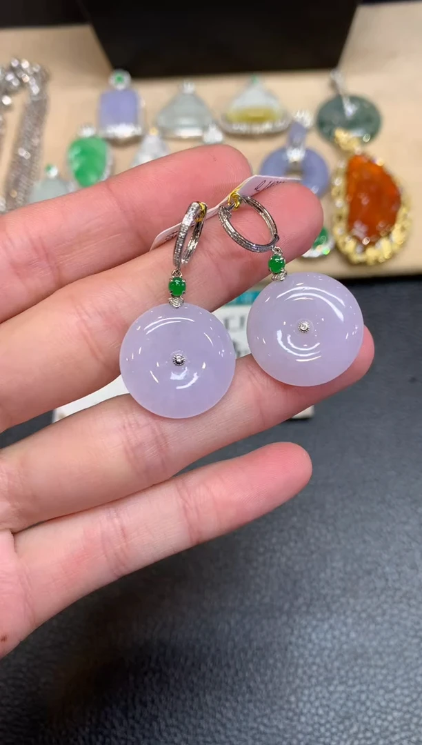 【闪购商品】翡翠耳饰18K金镶嵌平安扣【无服务费】