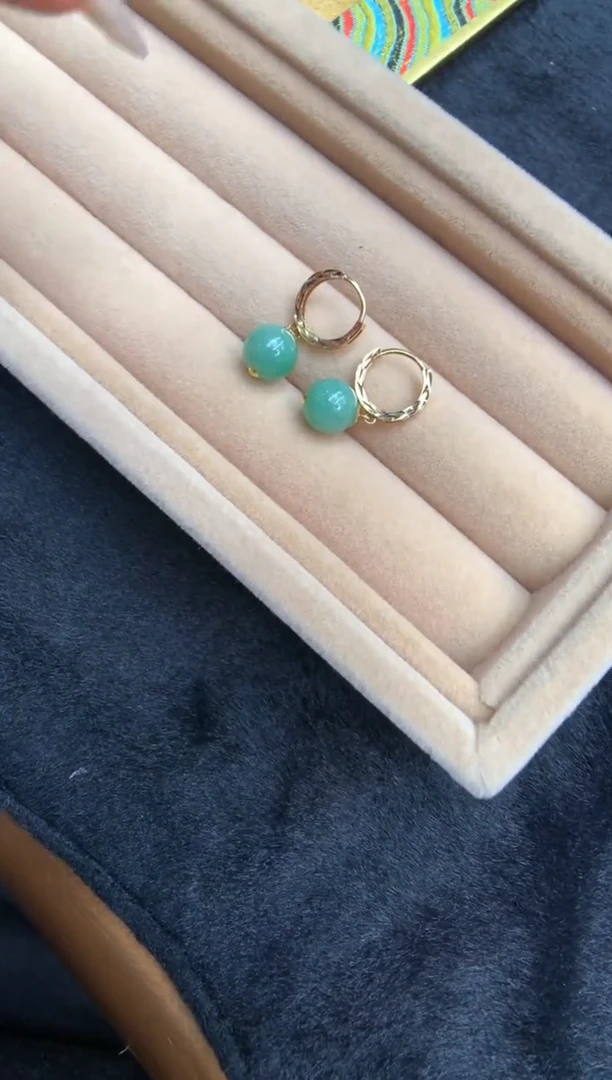 【闪购商品】翡翠耳饰18K金镶嵌耳包