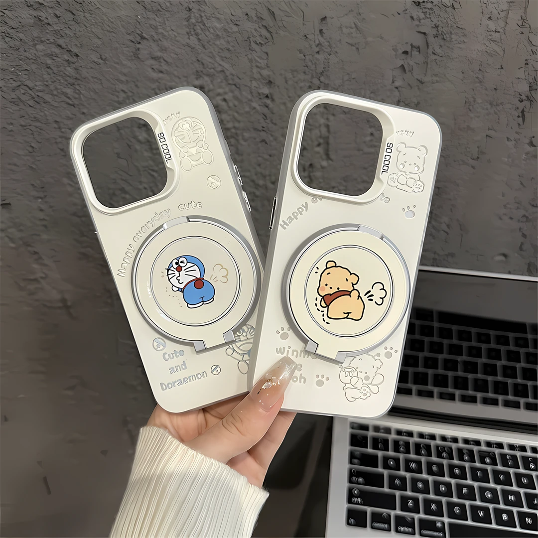 适用苹果16pro磨砂彩银手机壳华为p创意小米15撅屁股蓝胖子mate70