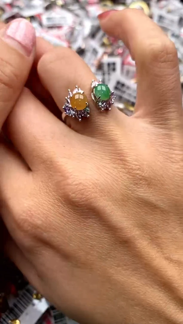 【闪购商品】翡翠戒指银S925镶嵌22222222   6