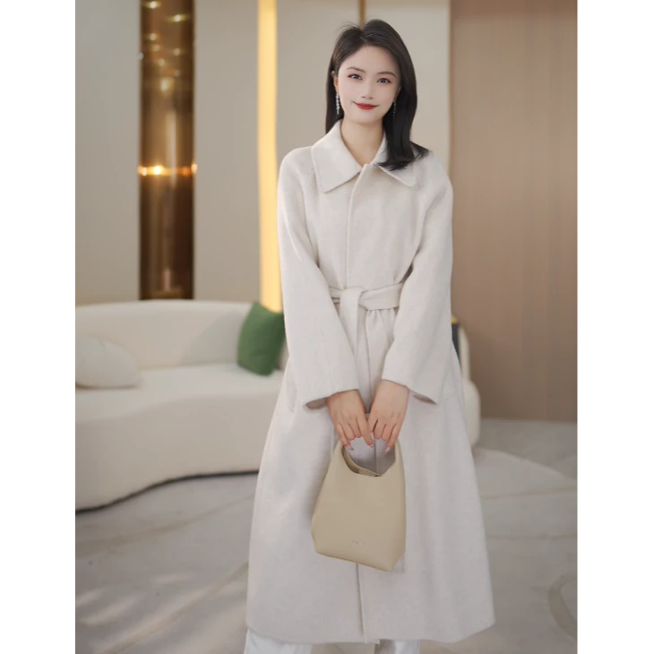 伊人国度2025新款双面100%绵羊毛大衣女轻奢气质中长款大衣