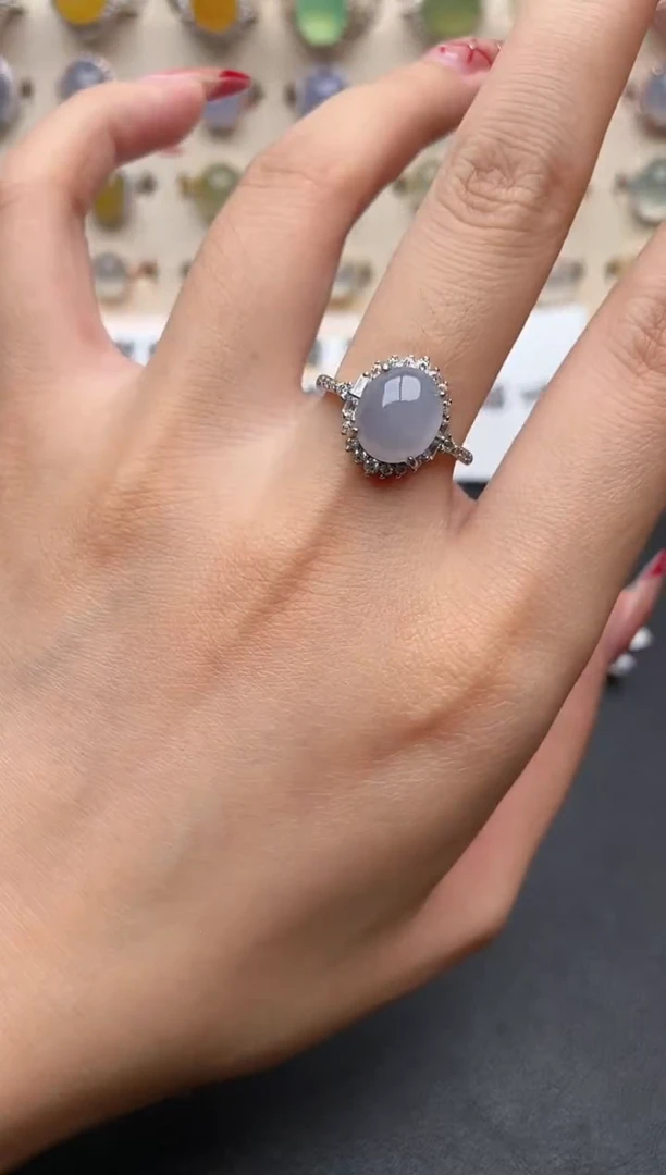 【闪购商品】翡翠戒指银S925镶嵌一物一证一礼盒