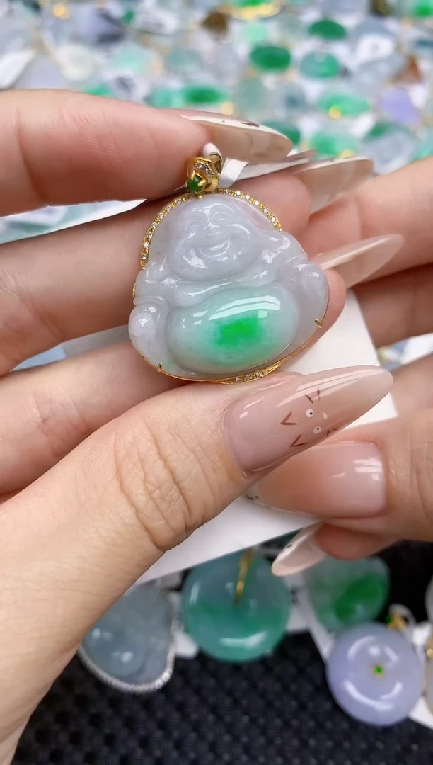 翡翠18K金镶嵌颈饰122   天然翡翠A货