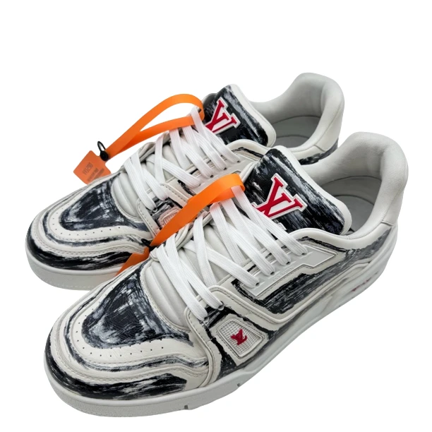 95新 LouisVuitton/路易威登 9码43码涂鸦trainer板鞋98新vv1290