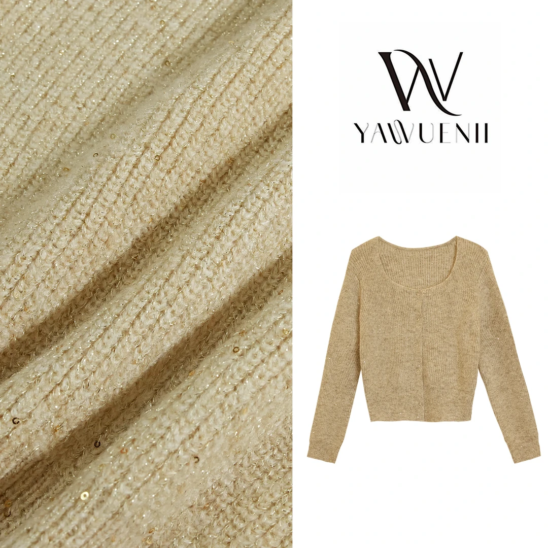 【WN威妮】新款女装“金玉满堂”极简慵懒圆领套头茶棕色针织衫#20