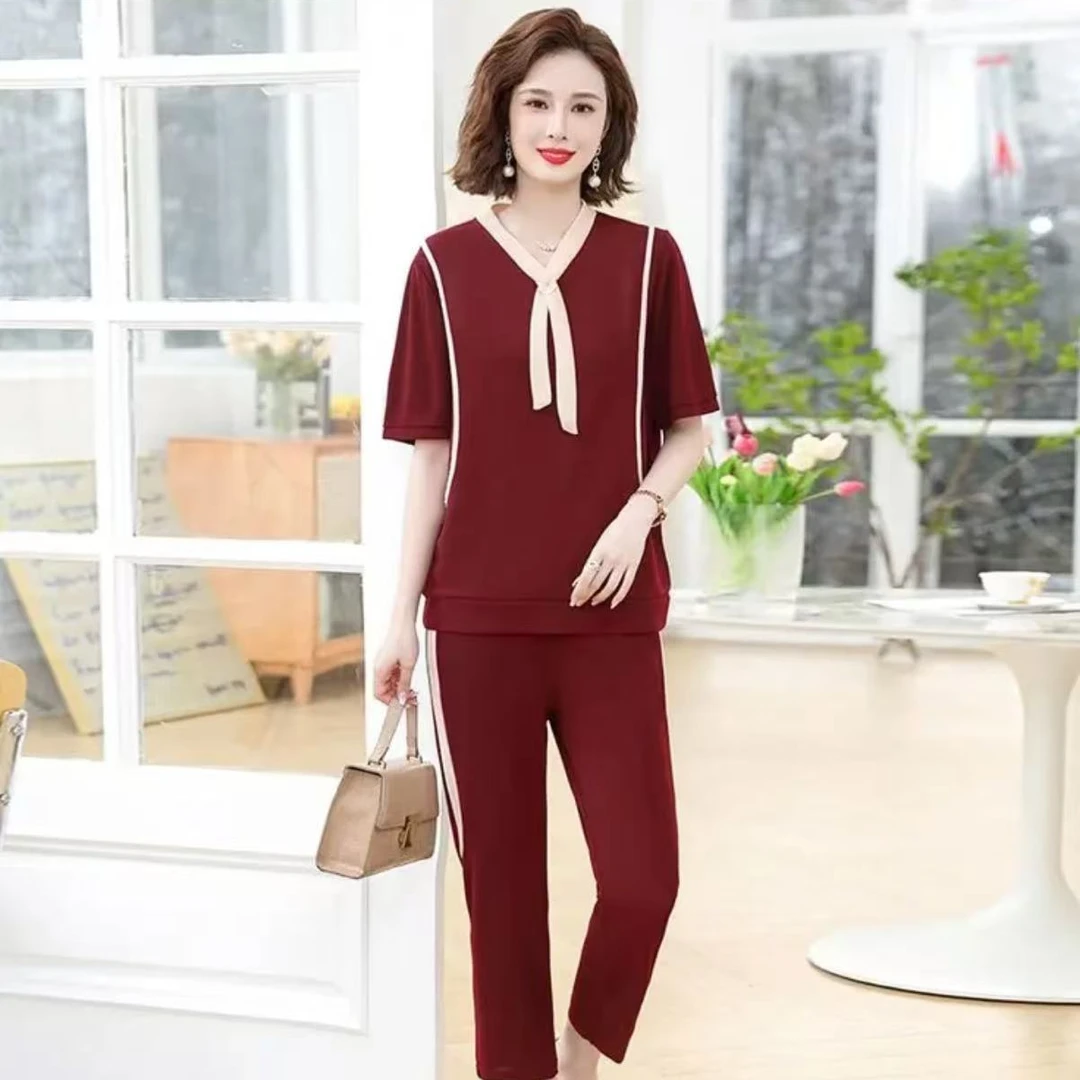 9079-中老年口袋女装休闲长裤薄款女装夏装时尚洋气常规B仓