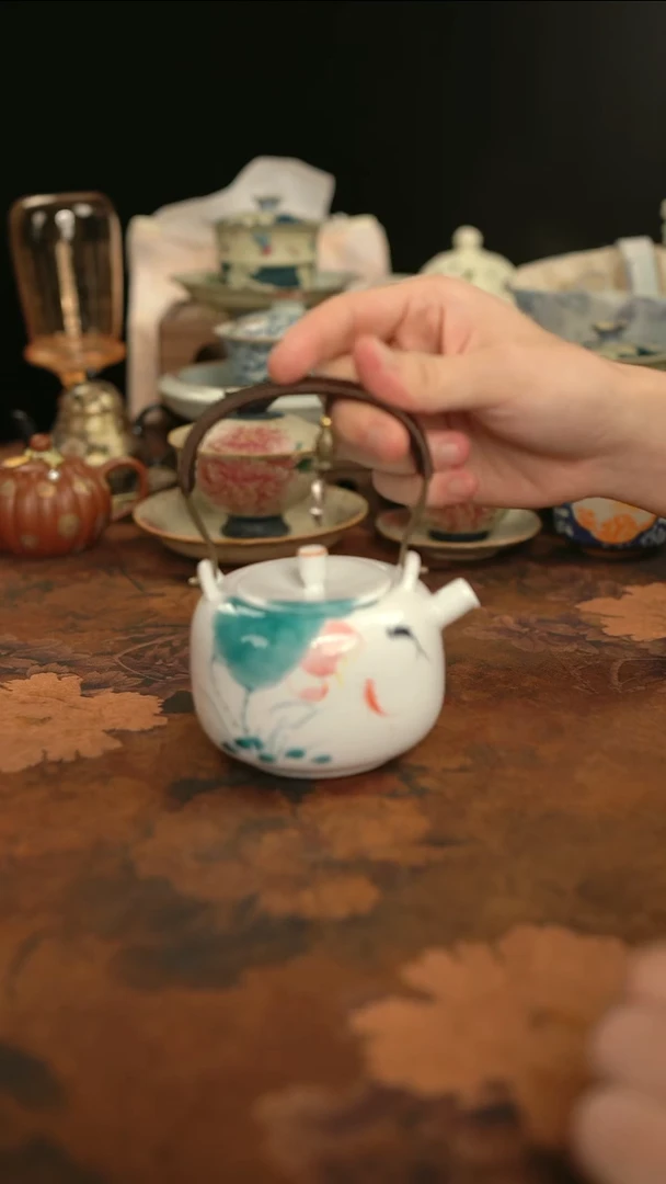 摩吉陶陶闪拍链接 手绘提梁壶