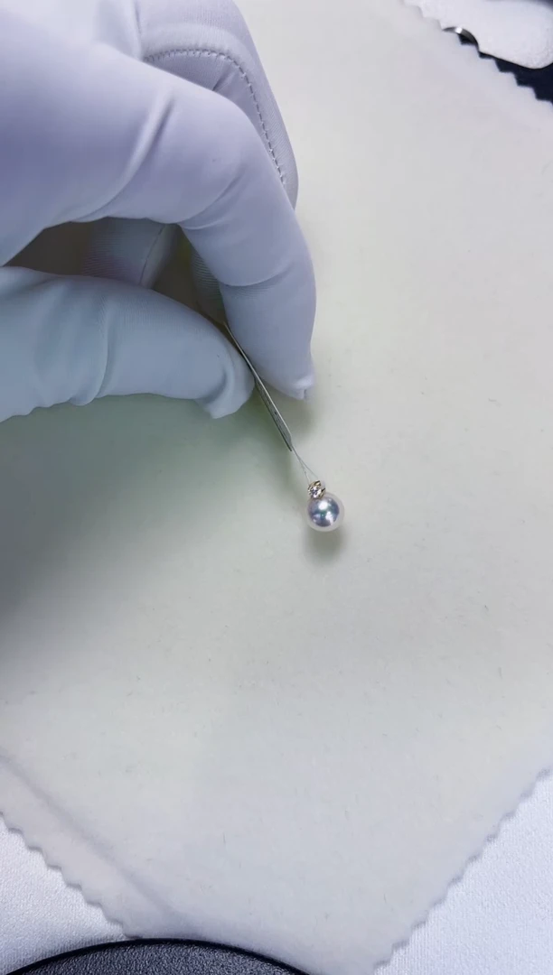 海水珍珠18K金镶嵌吊坠(赠链)7-8mm王妃款吊坠（赠银链）