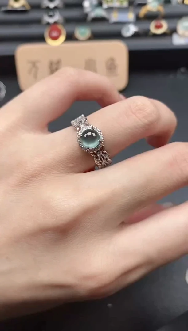 翡翠戒指银S925镶嵌51511
