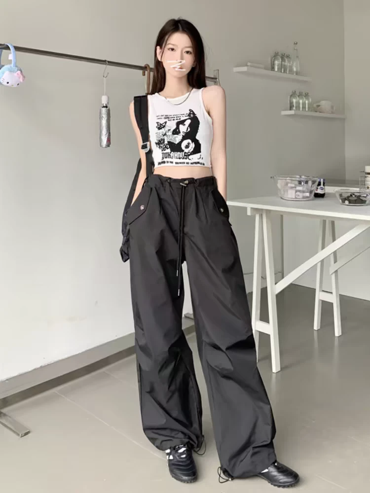 399黑灰色伞兵裤