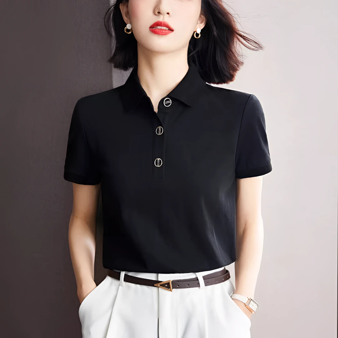 纯棉经典简约百搭显瘦polo衫体恤2025夏季新款通勤修身半袖打底衫