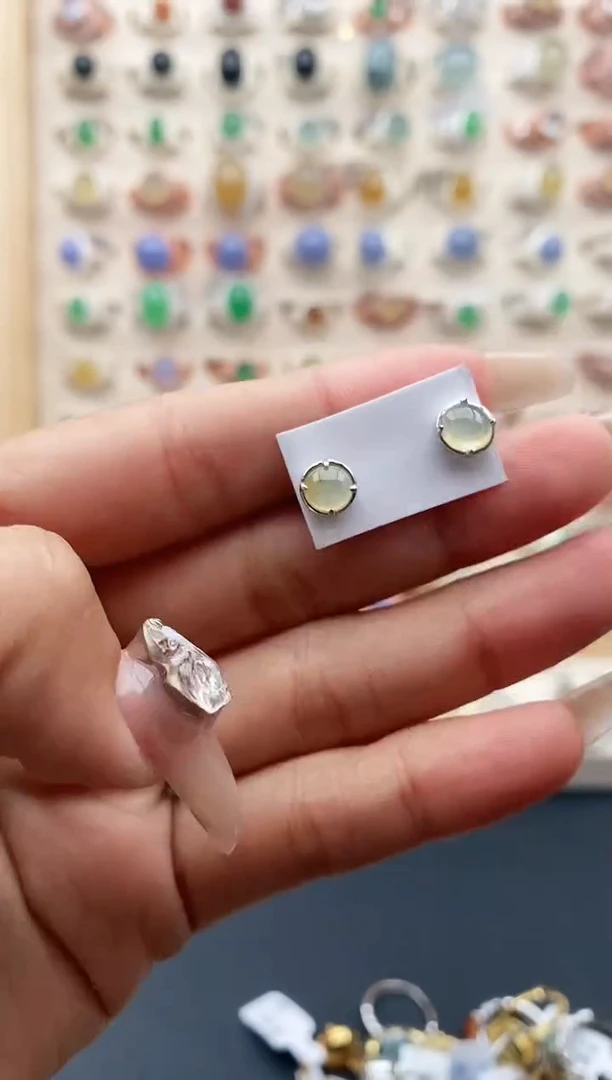 【闪购商品】翡翠戒指银S925镶嵌缅甸天然A货翡翠111  6+