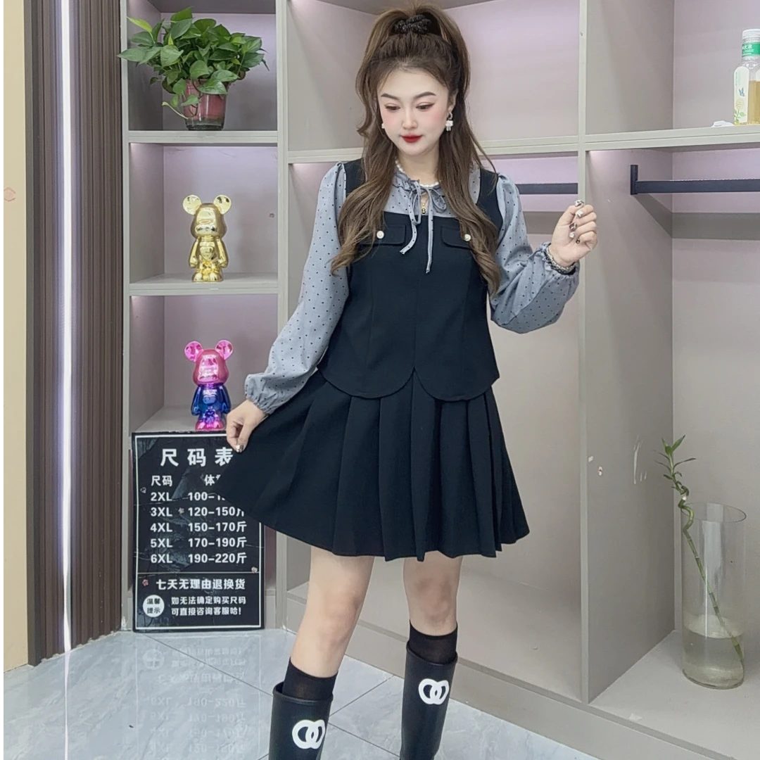 195学院风百褶裙休闲风时尚套装法式少女风气质