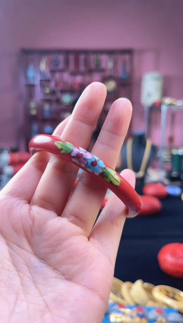 非遗技艺 景漆结合手镯 红 60