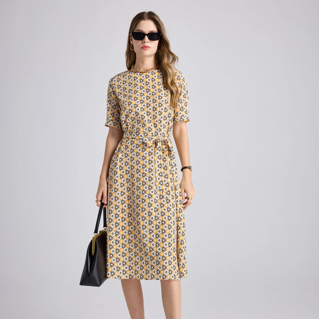 帕罗夏季系带收腰显瘦桑蚕丝连衣裙ES2F1229Z