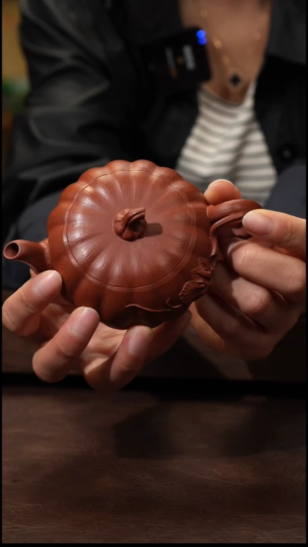 茶壶紫砂朱泥全手扁南瓜*180cc左右