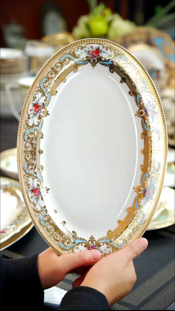 瓷片12寸鱼盘1个