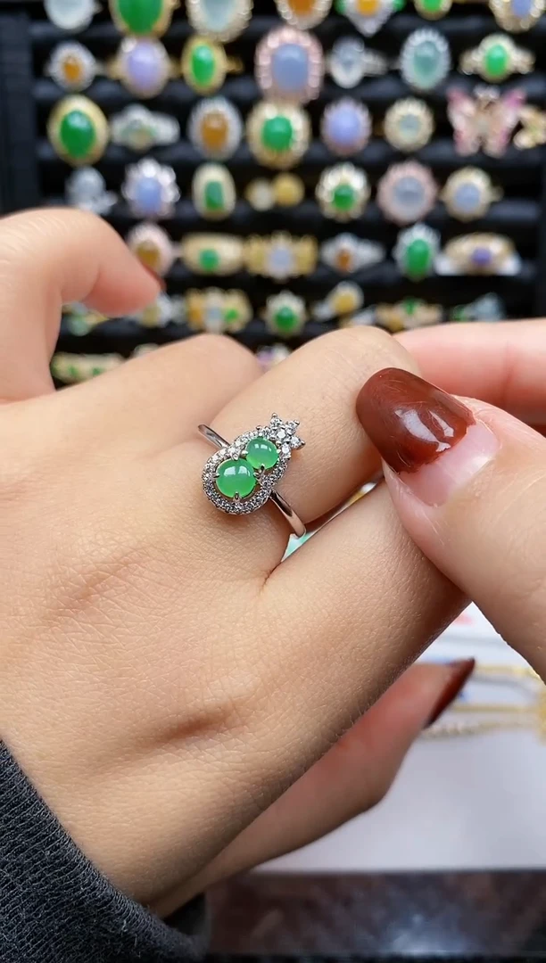 银S925镶嵌戒指翡翠194