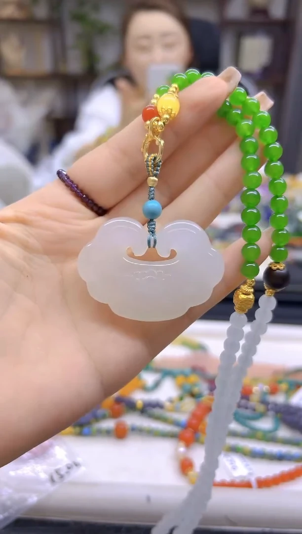 和田玉（白玉）未镶嵌毛衣链DIY款M712