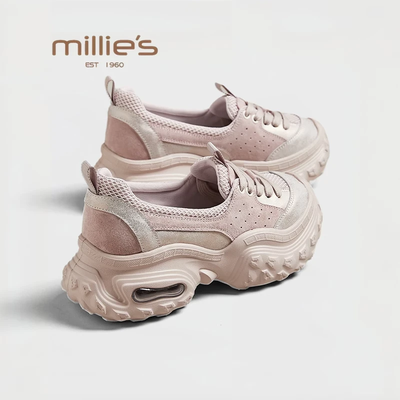 MILLIE'S/妙丽厚底老爹鞋女夏季新款显脚小女鞋榴莲底运动鞋女款