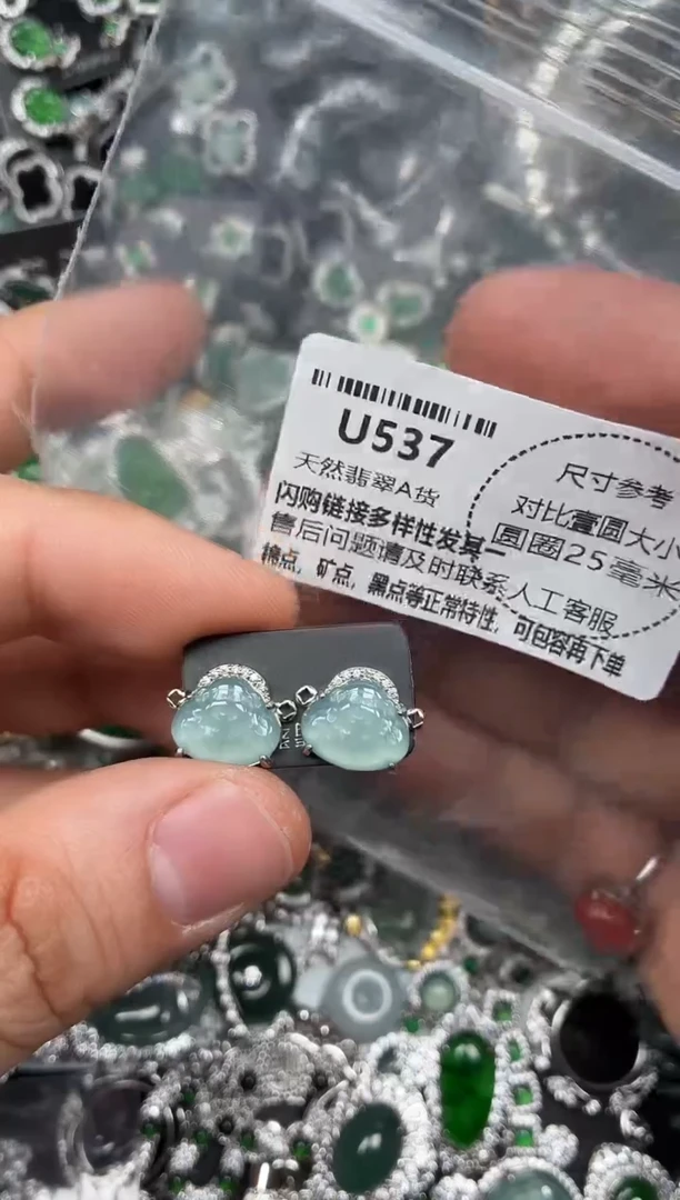 颈饰未镶嵌翡翠U537耳钉