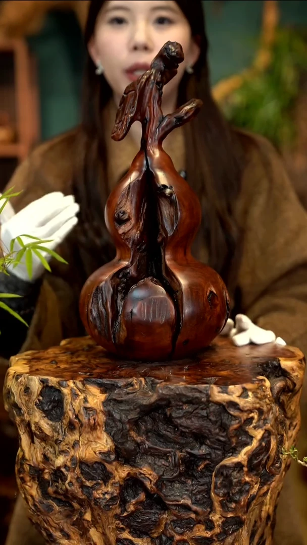 木雷击枣木葫芦摆件